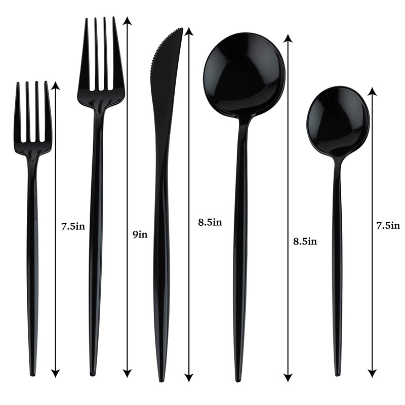 Novelty Modern Flatware Cutlery Combo Set (Black, 80)