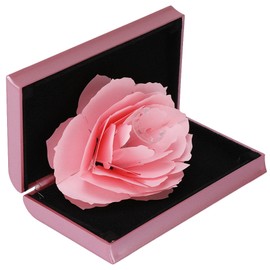 3D Rose Pop up Ring Box Wedding Engagement Jewelry Storage Rack Ring Holder(Pink)