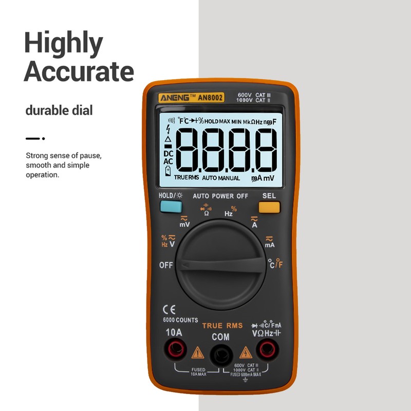 ANENG AN8002 6000 Counts True RMS Multifunctional Digital Multimeter Voltmeter