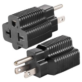 TENINYU [4-in-1] NEMA 5-15R to 5-15P 5-20P 6-15P 6-20P Adapter,15 Amp Household Plug to 20 Amp T-Blade Female Adapter,15 Amp Male to 20 Amp Female Plug Outlet 3 Prong Household T-Blade Adapter (2)