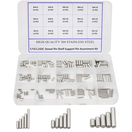 225Pcs M2 M3 M4 Stainless Steel Dowel Pins 15 Size 6mm 8mm 10mm 12mm 16mm Shelf Support Peg Pin Rod Fasten Elements Assortment Kit for Fixing a Component's Position Join Components