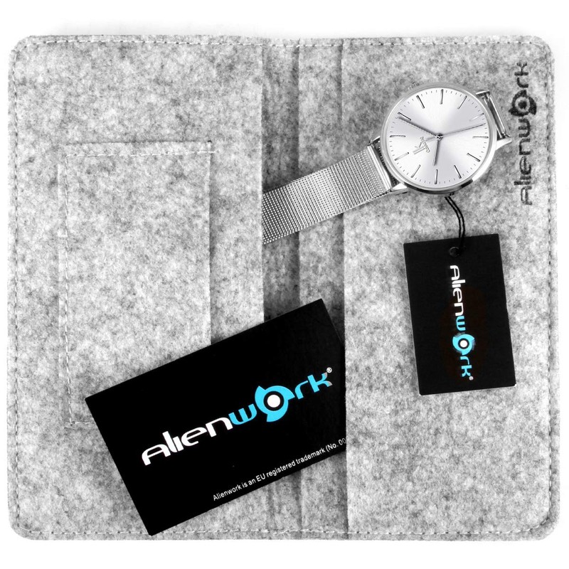 Alienwork IK Minimalist Women's Watch, 36 mm Diameter with Mesh