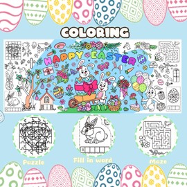 Mchochy Mchochy Easter Giant Coloring Poster/Tablecloth, Crafts for Kids, 30 x 72 Inches Jumbo Coloring Banner, Versatile Paper Table Cover for Easter Gift Party Favors, Wall Decoration
