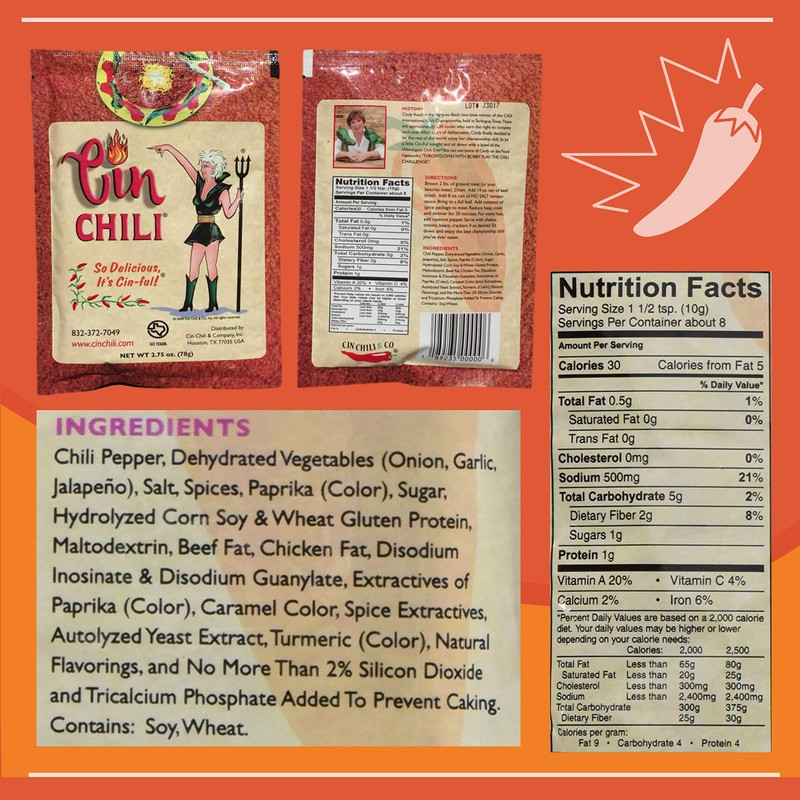 Cin Chili Mix Deliciously Cin-ful Seasoning Sauce for Cooking or