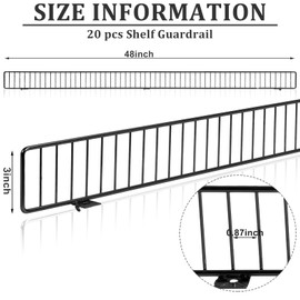 1 Pcs Retail Gondola Shelf Front Wire Fence Guard, Black, 48" X 3"