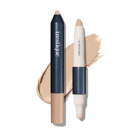 TRE'STIQUE- Lápiz corrector Trestique, corrector de maquillaje rellenable con esponja para difuminar incorporada, sostenible