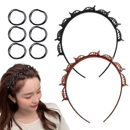 XUKZIMA 2 Pcs Double Bangs Hairstyle Hairpin Hairpin Headbands Twist and Clip Headband/Korean Braided Headband/Hairpin Hair Band/DIY Hairband Non-slip/Double Layer Twist Plait(with 6 hairband)