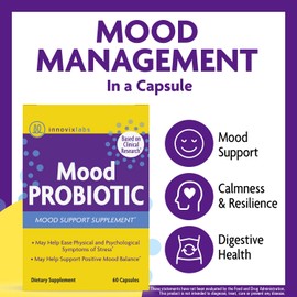 InnovixLabs Mood Probiotic for Women & Men, Clinically Studied Digestive & Mood Support Supplement, Lactobacillus helveticus Rosell-52ND & Bifidobacterium longum Rosell-175, 60 Capsules