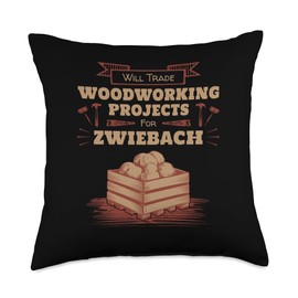 Presto Zwiebach Mennonite Baking Zwieback Funny Will Trade Woodworking Projects for Zwiebach Opa Throw Pillow, 18x18, Multicolor