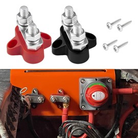 Lyxheth 2PCS Bus Bar 12V 200A Battery Power Distribution Block, Car Terminal Block, Power Distribution Junction Block Post Positive Negative, 5/16" Terminal Stud M8 48V for Auto Truck (Double Head)