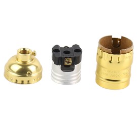 WQAPVHBG Lamp Holder Light Sockets, E27 Lamp Socket Replacement Kit, Aluminiferous Lamp Parts with 1.3in Diameter for Home, Evening Party Retro Decoration, No Wire No Switch (Gold)
