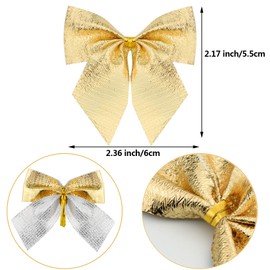 90 Pcs Christmas Tree Bows, Fengek 2.36 Inch Mini Ribbon Bows Ornaments for Christmas Decoration Gift Wrap Supplies, Multicolor A