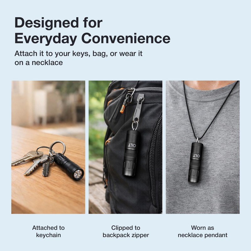 CLT Mini EDC Rechargeable Flashlight Magnetic Keychain, Snap on/off, 105