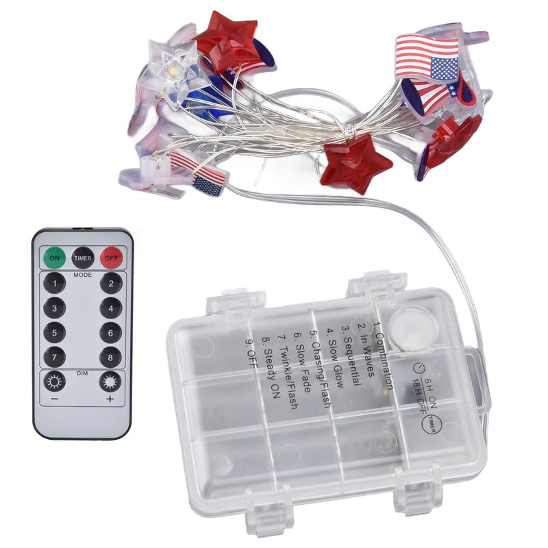 Independence Day Light String Wireless Remote Control IP44 Waterproof Timing