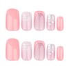 Pink Press on Nails Short Fake Nails Star Stripe Stick