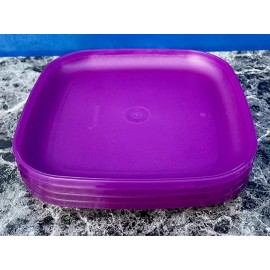 Tupperware New Set 4 Tupperware Luncheon Plates 8” Square Raised Sides Differents  Color - Purple