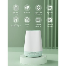 Baby Sound Machine, Momcozy White Noise Machine for Baby Sleeping with Night Light, Toddler Sleep Trainer with 34 Soothing Sounds, Timer, App Remote Control, Personal Sleep Routine(Green)