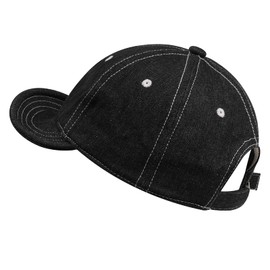 Croogo Men's Denim Cotton Short Brim Baseball Cap Soft Brim Dad Hat Cap Short Bill Cap Trucker Cap Adult Chill Cap,Black-WBD6