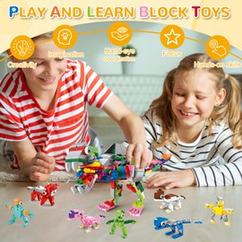 Cyiecw 12-Piece Mini Building Blocks Set, 12-in-1 Dinosaur Children's Toy, Interchangeable Building Blocks Toy, Party Bag Children's Birthday Gift for Children from 6 Years Boys (Dinosaurs)