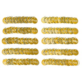 ONLYKXY 1-100 Number Colorful Tough Aluminum Metal Numbered Marking Identification Hang Tags Luggage Labels ID Tag with Split Rings for Organized Coded Key Box Cabinet System Identifier (Yellow)