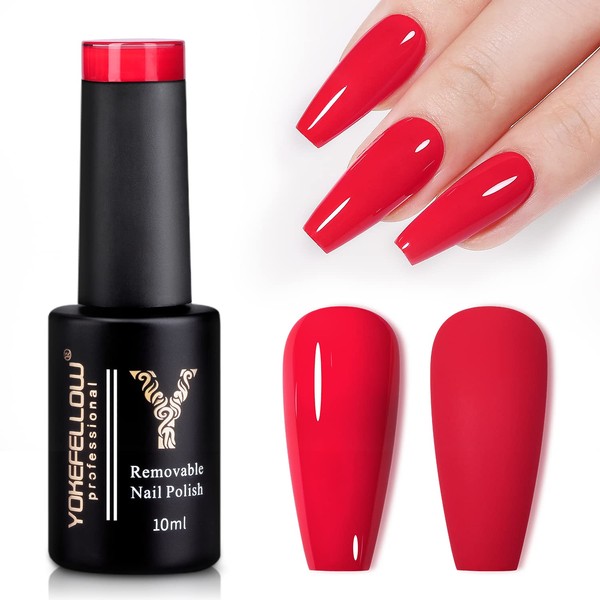 YOKEFELLLOW Nagellack, semi-permanent, Rot, 10 ml, UV/LED Nagellack, UV-Gel, semi-permanent,