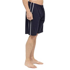 Mens Twin Pack Lounge Shorts Stretch Jersey Sleep Night Wear (Medium, Navy-Grey)