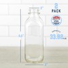 Kitchentoolz 33 Oz Square Glass Milk Bottles with Lids, Perfect