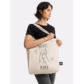Happy Words Printed Fabric Bag - Large Fabric Bag Printed 41 x 40.5 cm - Cotton Bag with an Inner Pocket - 100% Cotton Bag - Dog Bag - Fabric Bags Thick - Jute Bag Funny
