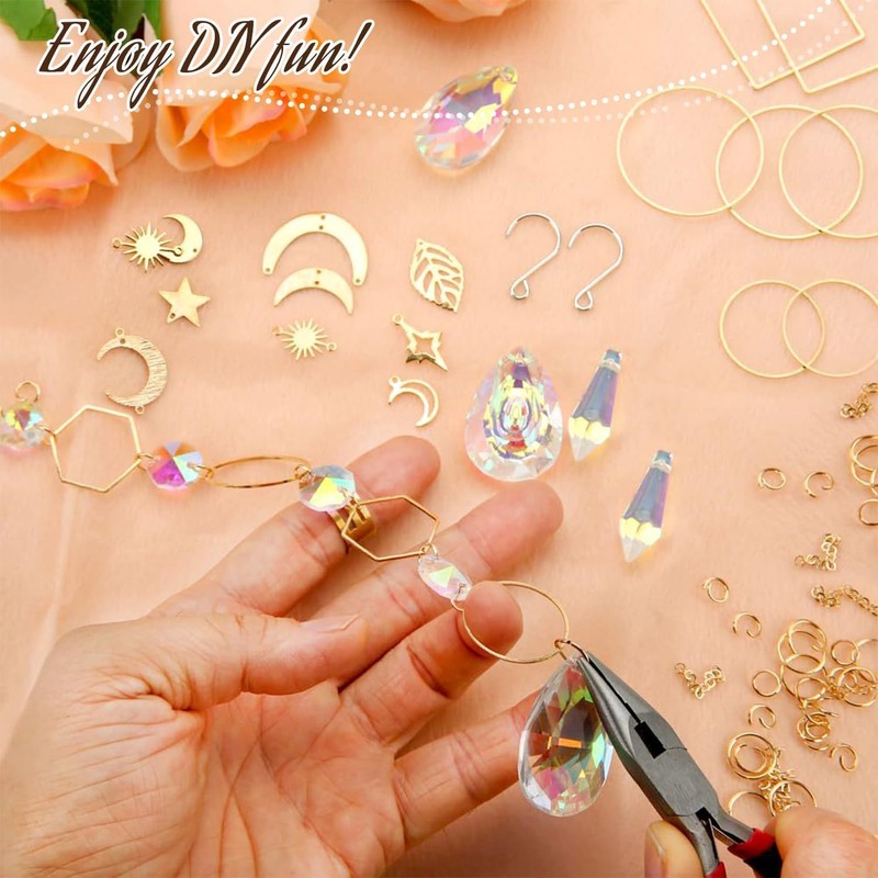 Fulillanlun 200 Pcs Crystal,Sun Catchers with Crystals,Craft Kits for Adults,