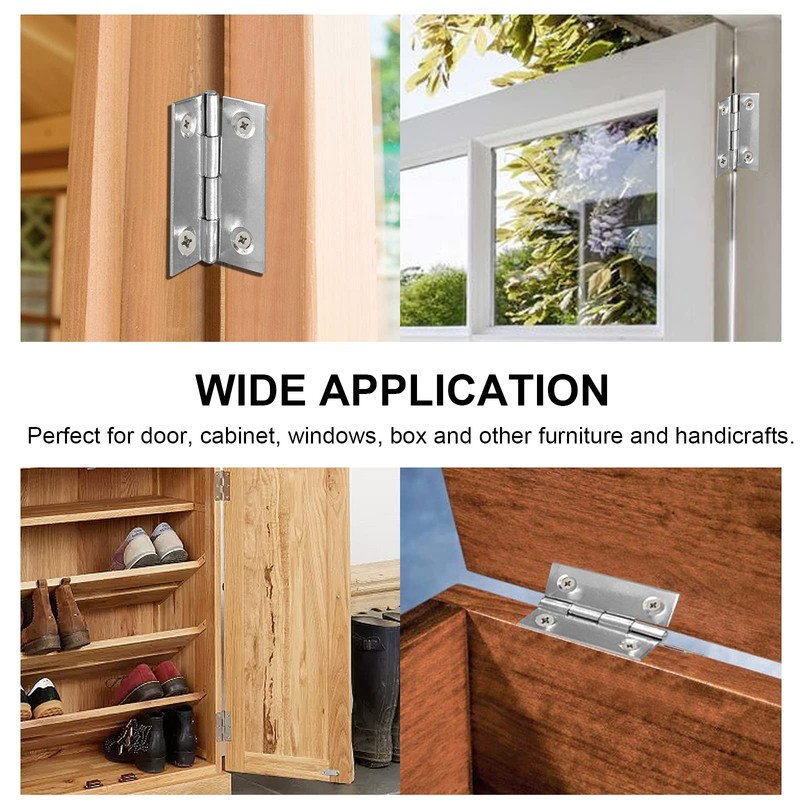 Biaungdo 10 Pack 1 Inch Butt Hinge, Stainless Steel Folding