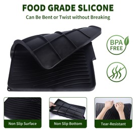 SCYFREID Silicone Dish Drying Mat,Dish Drying Mats with Built-in Drain,Dish Drying Pad for Kitchen Counter, Easy Clean, BPA Free Silicone Mat 16x13in