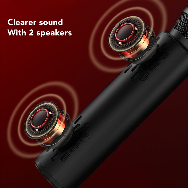 Bluetooth Karaoke Mic Dual 5W Speakers Clear Sound 2000mAh Battery