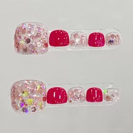 Lyvora ネイルアートチップ, クリスタルラインストーン付きデザイン, シルバー輝き, 20枚セット (B34)