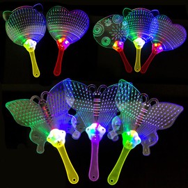 Set of 12 Light Up Fans, Fireworks Pattern, Fireworks Pattern, Illuminating Fan, LED Light Fan, Children's Toys, Transparent Fan, Random Color (1 Set of 12)
