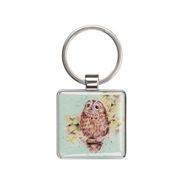 Wrendale Designs - Keyring "Treetops" Owl Teal 40mm x 80mm, blue-green