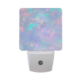 Plug-in LED Night Light Lamp Opal Gemstone Printing with Dusk to Dawn Sensor 2 Pack for Bedroom, Bathroom, Hallway, Stairways, 0.5W