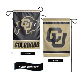 Colorado Buffaloes Garden Flag Set With Stand, Printed in the USA, 12.5" x 18" College Flag With Three Piece Steel Yard Flag Stand Holder