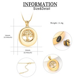 Circle of Life Urn Necklace for Ashes Stainless Steel Eternity Keepsake Memorial Cremation Jewellery for Ash Pendant Locket, Stainless Steel, No Gemstone