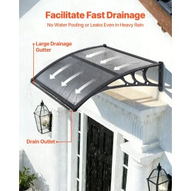 30 X 39 in Exterior Front Door Window Awnings ABS Bracket with Drainage Rain Snow Sun Protection for Door EntranceSize: Size 30x40 inch, color: Smoke Gray Color