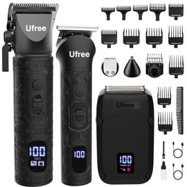 Ufree Beard Trimmer, Hair Clippers Mens Shaver Electric Razor, Hair Trimmer for Men Cordless Barber Clippers and Trimmers Set, Hair Cutting Kit for Men Grooming Gifts, Black