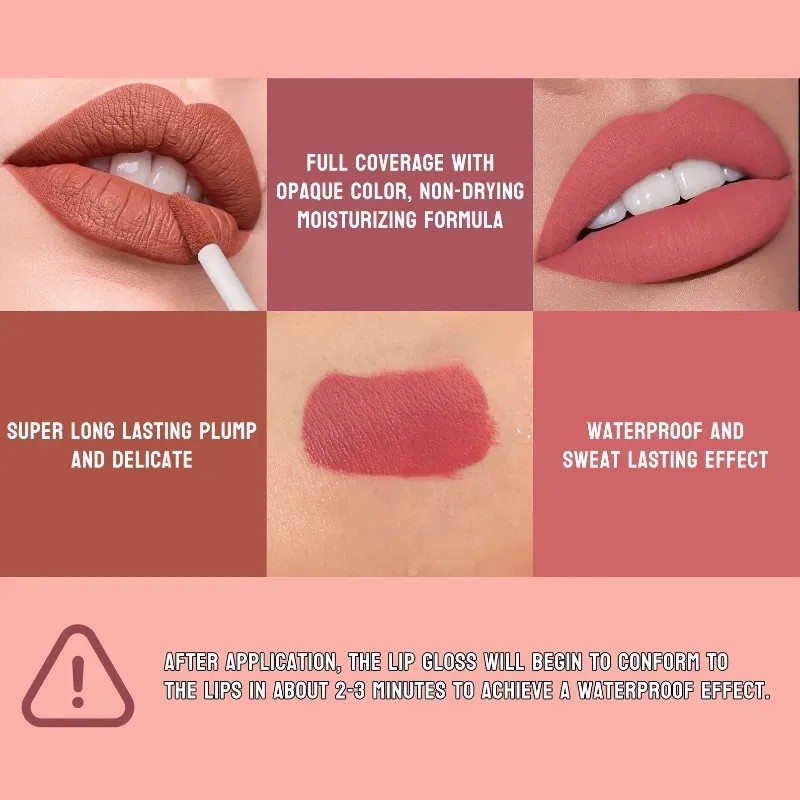 Set 4 Labiales Mate Terciopelo Impermeable No Transfiere