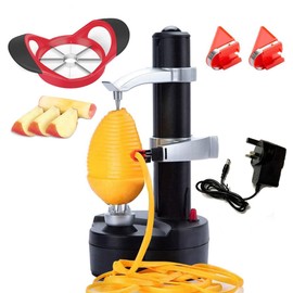 AIHANCH Automatic Potato Peeler Electric Peeler for Potatoes and Fruit [1 Adapter 2 Extra Blades] - Electric Apple Peeler Fruit Peeler Stainless Steel Kitchen Peeling Tool with Apple Slicer Corer