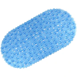 Non Slip Bath Mat for Bathroom Pebbles Frosted Anti Mould Non Slip Plastic Oval Bathtub Shower Mat with Suction Cups (Blue)