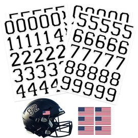 108 Pcs Sports Helmet Numbers Stickers - 1.5 Inch Helmet Numbers Decals and 2 Inch American Flag Stickers, Waterproof Vinyl Football Helmet Decals for Baseball, Hockey, Lacrosse (Black)