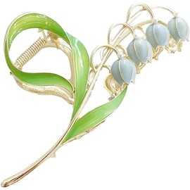 1Pc Lily of The Valley Flower Hair Clips, Orchid Hair Clamps,Flower Metal Hairpin, Lily Flowers Jaw Clamp Hair Styling Hair Accessories for Thick Thin Hair, Women,Hairs Clips,Hair Accessories