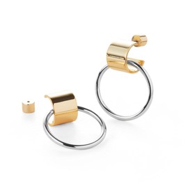 JENNY BIRD Faye Knocker Hoop Earrings | Two-Tone Gold & Silver, Cylinder Backing | Sleek, Chunky Designer Jewelry for Women