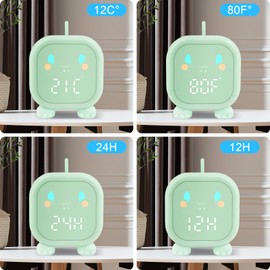 Edillas Wecker Kinder Dinosaurier Digital Mädchen Jungen Geräuschlos Ohne Ticken Wecker Nachtlicht/Countdown/Schlummer/2 Alarms/6 Klingeltöne/einstellbare Lautstärke/wiederaufladbare Schreibtischuhr