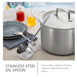 Luxshiny Stainless Steel Soup Ladle With Pour Spout Long Handle Water Ladle Oil Ladle for Kitchen Cooking Serving Soups and Drizzle Sauces Silver 300ml
