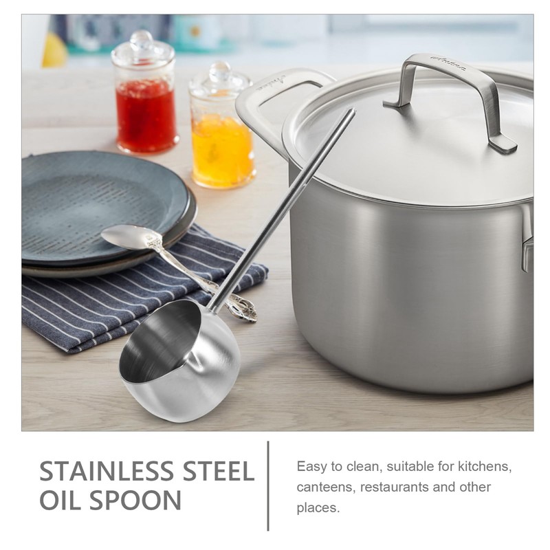Luxshiny Stainless Steel Soup Ladle With Pour Spout Long Handle