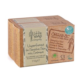 Little Soap Organic Unperfumed Soap Duo Pack - Vegan, Cruelty Free, No SLS or Parabens, Perfect for Sensitive Skin, Gifts for Women & Men, 110g x 2